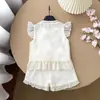 Estilo Novo de Verão Infantil Estilo Retrô Fino Estilo Princesa para Meninas Fivela de Frisbee Chinesa Conjunto Duas Peças Infantil