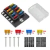 Caja de Fusibles para Coche, Accesorios para Barco y Coche, Tipo Tornillo Enchufable con Terminal Negativo, Luz Indicadora LED, Caja de Fusibles de Múltiples Vías