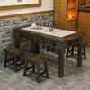 Juego de Mesa y Sillas para Comida Rápida de Madera Maciza China Mesa y Sillas para Restaurante de Fideos Snack Bar Mesa y Sillas para Comedor Talladas Antiguas Mesa y Sillas para Comedor BBQ Hot Pot