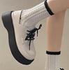Zapatos pequeños de cuero para mujer estilo británico nuevos primavera y verano estudiantes cabeza grande retro cordones negros suela gruesa zapatos Mary Jane versátiles