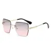 Gafas de Sol Sin Marco de Nuevo Estilo con Borde Cortado, Gafas de Sol de Marco Cuadrado a la Moda para Mujer, Gafas de Sol Sin Marco de Tendencia Transfronteriza Ins Europeas y Americanas