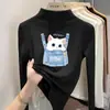 Ropa interior base con forro polar para niñas, nuevo estilo otoño/invierno 2026 para niños, camiseta interior, talla mediana a grande, cuello semi-alto, cálida