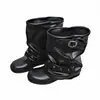 Botines Negros Retro First Encounter Season para Mujer 2026 Bota Nueva con Remaches y Diseño de Pierna Ancha Botas Vaqueras Bota Fruncida Botas de Motociclista