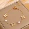 Nueva Moda Zirconia Pulsera de Hierba de la Suerte Lujo Ligero Sentido de Alto Nivel No se Desvanece Pulsera de Trébol de Cuatro Hojas Versión Alta Joyería de Mano