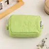 Novo saco cosmético cor doce bonito saco de armazenamento estudante portátil mini algodão acolchoado flor mão-segurado pequeno saco quadrado