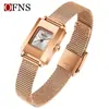 Reloj de Mujer Ofns Amazon Impermeable Lujo Ligero Cuadrado Pequeño Reloj de Cuarzo Casual de Negocios para Mujer Artículo Popular Transfronterizo