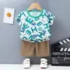 Conjunto Infantil de Manga Curta, Algodão, Novo Estilo de Verão, Shorts Estilo Coreano para Meninos, Roupas Finas Infantis, Roupas de Verão para Meninas, Roupas de Bebê