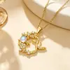 Colar Transfronteiriço Estilo Europeu e Americano Design Retrô Lua e Sol Colar Estrela e Lua Brilham Juntos Design de Nicho Acessórios Completos de Diamante para Mulheres