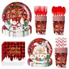 Nuevos Suministros para Fiestas Temáticas Navideñas, Decoraciones Festivas, Decoraciones para Fiestas, Banderines Navideños, Platos de Papel, Vasos de Papel, Servilletas de Papel