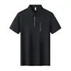 Camisa Polo Masculina de Verão com Tecido Plissado Pequeno, Secagem Rápida, Sem Costura, Nylon Elastano, Manga Curta, Respirável, Fábrica de Roupas Masculinas Sem Costura
