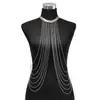 Venta Caliente Transfronteriza Moda Europea y Americana Cadena de Serpiente Chapada en Metal Cadena Corporal Sexy para Playa con Borlas Multicapa Accesorios para Ropa