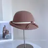 Chapéu Balde de Lã Australiana com Borda Enrolada Vintage para Mulheres, Moda de Inverno Versátil Quente Chapéu de Pescador, Fedora Simples com Laço Tendência