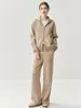 Elegante Cárdigan de Cachemira con Cremallera Conjunto de Punto Casual Adelgazante 2026 Otoño e Invierno Nuevo Abrigo Grueso Pantalones de Pierna Ancha para Mujer