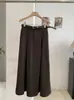 Saia Média Feminina KEKEZOON, Nova Moda Outono Estilo Coreano Saia Longa de Cintura Alta com Cinto, Saia Evasê que Cobre o Quadril 8636