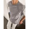 Camiseta Retro Americana con Empalme en el Hombro Derecho para Hombre y Mujer en Verano Pesada Cleanfit Manga Corta Escote Pequeño Color Puro Media Manga