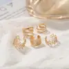 Conjunto de 5 Peças de Argolas de Orelha Estilo Europeu e Americano Sem Piercing Cruzamento Amazon Argolas Simples em Forma de C Folha Oca Anéis de Cabelo