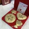 Ouro Puro 999 Decorações de Bolo de Ouro Buquê de Rosas Conjunto Caixa de Presente para Namorada e Esposa Presente do Dia dos Namorados Chinês