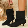 Botas de moda europeas y americanas para mujer de talla grande con punta fina 2026, botas de tacón alto de moda, nuevos estilos de comercio exterior, botines de tacón de aguja transfronterizos para mujer