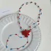 Dulce y Fresco Estilo Sexy Collar de Flor de Cuentas Rojas y Azules con Borla de Moda Super Hada Exquisito Gargantilla Gargantilla Cadena para Clavícula