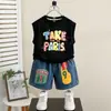 0922 Conjunto sin mangas para niños 2026 Nuevo de Moda Genial Verano Infantil Delgado Estilo Coreano Chaleco Bebé Celebridad de Internet Atuendo de Verano