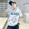 Camiseta de Manga Curta para Meninos, Novo Estilo para Estudantes, Roupa de Verão para Crianças Maiores, Algodão Puro, Top Estiloso com Degradê, Camiseta da Moda