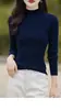 Camisa Básica de Algodão Puro com Costela e Gola Alta Meia-Boca High-End Pronta para Usar para Mulheres, Roupa Íntima Versátil Slim-Fit Sem Costura para Primavera e Outono, Top Versátil Atacado