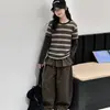 Conjunto de Ropa de Otoño para Niñas 2026 Nuevo Estilo Conjunto de Dos Piezas Falsas para Niños Pantalones de Capa Base Rayados con Cubierta para Pañal Conjunto Casual de Dos Piezas de Otoño