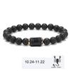 Pulsera Elástica Europea y Americana Doce Constelaciones Ágata Negra Escarchada Negra con Cuentas Pulsera de Pareja al por Mayor Hecha a Mano