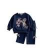 Conjunto para niña: Conjunto de Sudadera con Lazo para Primavera y Otoño, Estilo Dulce y Lindo, Estilo Salado Lindo Deportivo de Dos Piezas Ropa para Niños