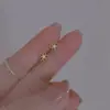 Aguja de Plata de Ley S925 Zircón Rosa Agujeros para las Orejas Pendientes de Botón para Mujer 2025 Nuevo Nicho Sentido Avanzado Pendientes Libres para Dormir