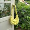 Nova Bolsa Transversal de Nylon Estilo Coreano com Laço, Cordão Plissado, Ombro Único, Formato de Dumpling, Grande Capacidade, Bolsa Doce