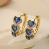 Aogu Venta Cruzada Popular Simple Accesible Lujo Chapado en Cobre Oro de 18 Quilates Corazón Circonita Geométricos Pendientes para Mujer Nicho Pendientes de Gama Alta