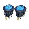 Interruptor basculante redondo de 20 mm con orificio a 3 pies por debajo del círculo, interruptor tipo barco azul de 2 velocidades con interruptor redondo ligero