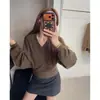 Nuevo Suéter de Punto Holgado Estilo Perezoso con Cuello en V y Mangas Murciélago para Mujer, Otoño/Invierno 2026, Manga Larga, Holgado, Adelgazante, Versátil