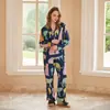 [Leopardo nebuloso azul] pijama mujer verano manga corta seda de hielo fino talla extra grande caricatura primavera y otoño se puede usar ropa de casa