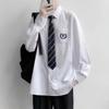 Dk Uniform Camisa Blanca Pura para Hombre Manga Larga Manga Corta Corbata Estudiantes Japoneses Casual Combinable Camisa JK Ropa de Clase Parte Superior