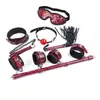 Esposas para Adultos Sm Bondage Patrón 3D Negro y Rojo Patrón de Diamantes Collar para el Cuello y Tobilleras Restricción Productos Sexuales de Alta Venta Entrenamiento Dropshipping