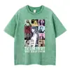 Camiseta de manga corta lavada y desgastada europea y americana transfronteriza para hombre y mujer, estilo americano, ins, callejera, algodón puro, top de manga corta moderno con logo estampado fijo