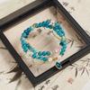 Pulseira Legal de Verão Azul Gota de Água Lágrima para Mulheres, Doce Estilo Chinês Camada Dupla com Contas, Presente para Melhor Amiga Estudante para Mulheres