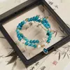 Pulseira Azul Gota d'Água Lágrimas de Verão para Mulheres Doce Pulseira Chinesa de Contas de Camada Dupla para Estudantes Namorada Presente para Mulheres