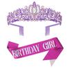 Decoración de fiesta de cumpleaños de diosa de celebridades en línea, diadema con corona colorida y correa para el hombro, foto de princesa de cumpleañera