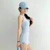 Conjunto de Regata e Shorts de Yoga para Mulheres, Respirável, Não Gruda no Suor, Corrida Matinal de Verão, Fitness, Conjunto Esportivo de Duas Peças, Corrida Matinal de Verão