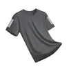 Camiseta de Malla Hielo Seda Hombre Cuello Redondo Secado Rápido Manga Corta Delgada Transpirable Media Manga Talla Grande Superior Hombre Deportivo Holgado Moderno