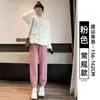 Calças de moletom forradas com fleece femininas para outono e inverno de 2026, novas calças casuais de veludo cotelê, estilo solto, perna reta, harém, jogger