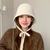 Chapéus Japoneses e Coreanos de Outono e Inverno para Mulheres, Chapéus Bucket Estilo Britânico Retrô, Chapéus Bucket Clássicos Versáteis de Pelúcia, Chapéus de Pescador à Prova de Vento para Exterior