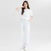 Verano 2026 Nuevo Estilo Color Sólido Versátil Casual Holgado Pierna Ancha Rectos Pantalones Deportivos para Mujer con Cintura Elástica
