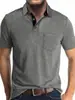 Top Casual Verão Estilo Novo Europeu e Americano Manga Curta Gola Polo Patchwork Multicor Cor Sólida para Homem