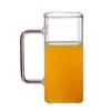 Taza de Agua Fría de Vidrio de Borosilicato de Alta Calidad con Tubo de Succión Taza de Vidrio de Una Sola Capa Taza de Agua Cuadrada para el Hogar Taza de Jugo Taza de Leche