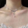 Collar con Borlas de Perlas y Lazo para Mujer, Nuevo Estilo Veraniego, Lujo Ligero, Sensación de Alta Gama, Artículo Popular de Celebridad de Internet de Nicho, Cadena para el Cuello, Cadena para la Clavícula