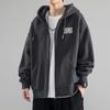Suéter cárdigan gris oscuro para hombre, nueva ropa de marca de moda de primavera y otoño 2023 para estudiantes, ropa holgada con forro polar.